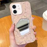 For iPhone 12 Embossed Rock Texture Mirror TPU Phone Case(Pink)