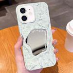 For iPhone 12 Embossed Rock Texture Mirror TPU Phone Case(Milk Green)