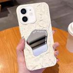 For iPhone 12 Embossed Rock Texture Mirror TPU Phone Case(Milk White)