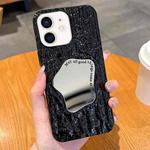 For iPhone 12 Embossed Rock Texture Mirror TPU Phone Case(Black)