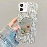 For iPhone 12 Embossed Rock Texture Mirror TPU Phone Case(Space Silver)
