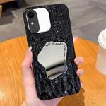 For iPhone XR Embossed Rock Texture Mirror TPU Phone Case(Black)