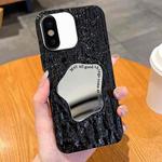 For iPhone XS Max Embossed Rock Texture Mirror TPU Phone Case(Black)