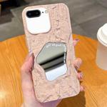For iPhone 8 Plus / 7 Plus Embossed Rock Texture Mirror TPU Phone Case(Pink)