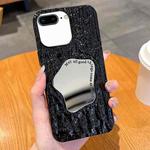 For iPhone 8 Plus / 7 Plus Embossed Rock Texture Mirror TPU Phone Case(Black)