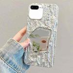 For iPhone 8 Plus / 7 Plus Embossed Rock Texture Mirror TPU Phone Case(Space Silver)