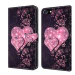 For iPhone 6 Plus / 7 Plus / 8 Plus Crystal 3D Shockproof Protective Leather Phone Case(Lace Love)