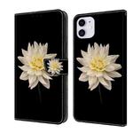 For iPhone 11 Crystal 3D Shockproof Protective Leather Phone Case(White Flower)