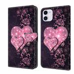 For iPhone 11 Crystal 3D Shockproof Protective Leather Phone Case(Lace Love)