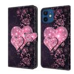 For iPhone 12 mini / 13 mini Crystal 3D Shockproof Protective Leather Phone Case(Lace Love)
