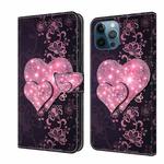 For iPhone 12 Pro Max / 13 Pro Max Crystal 3D Shockproof Protective Leather Phone Case(Lace Love)