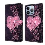 For iPhone 13 Pro Crystal 3D Shockproof Protective Leather Phone Case(Lace Love)