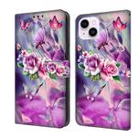 For iPhone 14 Plus Crystal 3D Shockproof Protective Leather Phone Case(Butterfly)