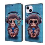For iPhone 14 Plus Crystal 3D Shockproof Protective Leather Phone Case(Orangutan)