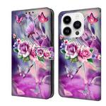 For iPhone 14 Pro Crystal 3D Shockproof Protective Leather Phone Case(Butterfly)