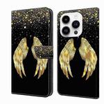For iPhone 14 Pro Crystal 3D Shockproof Protective Leather Phone Case(Golden Wings)