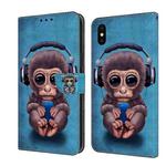 For iPhone X / XS Crystal 3D Shockproof Protective Leather Phone Case(Orangutan)