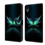 For iPhone XR Crystal 3D Shockproof Protective Leather Phone Case(Reflection Dutterfly)
