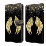 For iPhone XS Max Crystal 3D Shockproof Protective Leather Phone Case(Golden Wings)