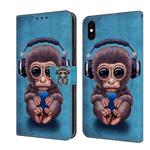 For iPhone XS Max Crystal 3D Shockproof Protective Leather Phone Case(Orangutan)