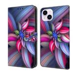 For iPhone 15 Plus Crystal 3D Shockproof Protective Leather Phone Case(Colorful Flower)