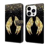For iPhone 15 Pro Crystal 3D Shockproof Protective Leather Phone Case(Golden Wings)