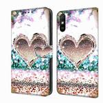 For Xiaomi Redmi 9A Crystal 3D Shockproof Protective Leather Phone Case(Pink Diamond Heart)