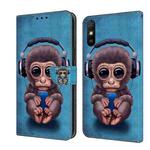 For Xiaomi Redmi 9A Crystal 3D Shockproof Protective Leather Phone Case(Orangutan)