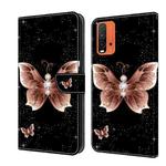 For Xiaomi Redmi 9T Crystal 3D Shockproof Protective Leather Phone Case(Pink Diamond Butterfly)
