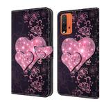 For Xiaomi Redmi 9T Crystal 3D Shockproof Protective Leather Phone Case(Lace Love)