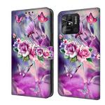 For Xiaomi Redmi 10C Crystal 3D Shockproof Protective Leather Phone Case(Butterfly)
