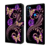 For Xiaomi Redmi Note 8 Crystal 3D Shockproof Protective Leather Phone Case(Purple Flower Butterfly)
