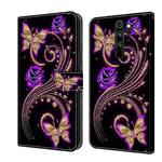 For Xiaomi Redmi Note 8 Pro Crystal 3D Shockproof Protective Leather Phone Case(Purple Flower Butterfly)