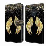 For Xiaomi Redmi Note 9 Crystal 3D Shockproof Protective Leather Phone Case(Golden Wings)