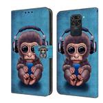 For Xiaomi Redmi Note 9 Crystal 3D Shockproof Protective Leather Phone Case(Orangutan)