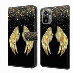 For Xiaomi Redmi Note 10 4G Crystal 3D Shockproof Protective Leather Phone Case(Golden Wings)