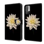 For Xiaomi Redmi Note 10 5G Crystal 3D Shockproof Protective Leather Phone Case(White Flower)