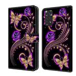 For Xiaomi Redmi Note 11 Global Crystal 3D Shockproof Protective Leather Phone Case(Purple Flower Butterfly)