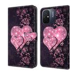 For Xiaomi Redmi 11A 4G / Redmi 12C Global Crystal 3D Shockproof Protective Leather Phone Case(Lace Love)