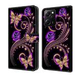 For Xiaomi Redmi Note 12 Pro Global Crystal 3D Shockproof Protective Leather Phone Case(Purple Flower Butterfly)