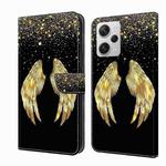 For Xiaomi Redmi Note 12 Pro+ Crystal 3D Shockproof Protective Leather Phone Case(Golden Wings)