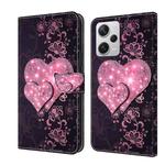 For Xiaomi Redmi Note 12 Pro+ Crystal 3D Shockproof Protective Leather Phone Case(Lace Love)