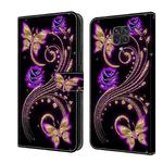 For Xiaomi Redmi Note 9 Pro Crystal 3D Shockproof Protective Leather Phone Case(Purple Flower Butterfly)