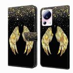 For Xiaomi 13 Lite Crystal 3D Shockproof Protective Leather Phone Case(Golden Wings)