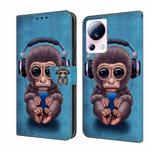 For Xiaomi 13 Lite Crystal 3D Shockproof Protective Leather Phone Case(Orangutan)