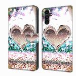 For Samsung Galaxy A14 4G / 5G Crystal 3D Shockproof Protective Leather Phone Case(Pink Diamond Heart)