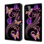 For Samsung Galaxy A22 5G Crystal 3D Shockproof Protective Leather Phone Case(Purple Flower Butterfly)