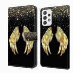 For Samsung Galaxy A23 5G Crystal 3D Shockproof Protective Leather Phone Case(Golden Wings)