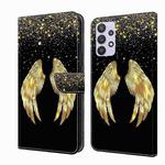 For Samsung Galaxy A32 5G Crystal 3D Shockproof Protective Leather Phone Case(Golden Wings)