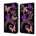 For Samsung Galaxy A33 5G Crystal 3D Shockproof Protective Leather Phone Case(Purple Flower Butterfly)